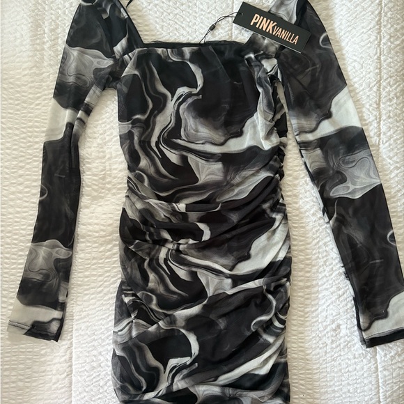 PinkVanilla Black and White Swirl Dress - Picture 1 of 3